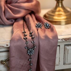 Elegant Light Blue and Black Necklace by Avon